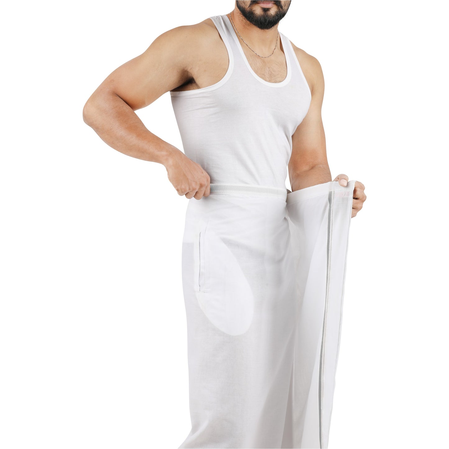 Silver Jari Velcro Dhoti