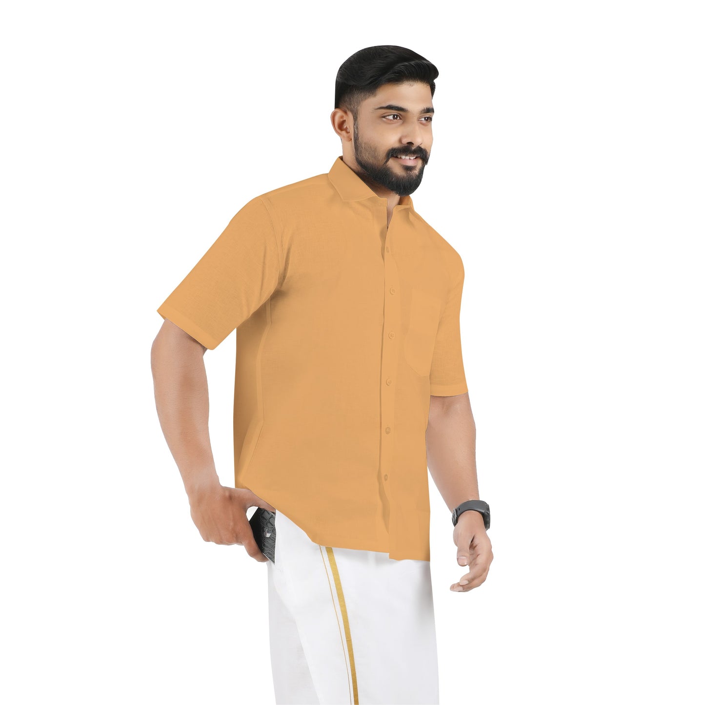 Saffron Colour Half Sleeve Shirt