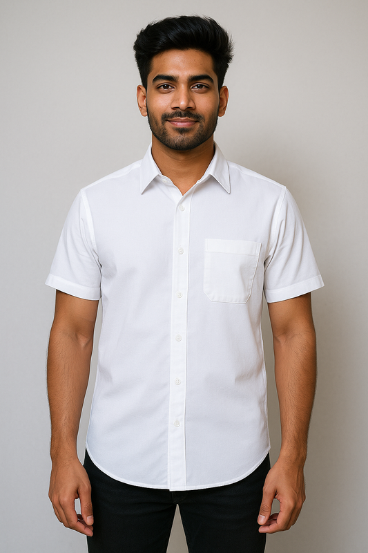 White Linen Soft Half Sleeve Shirt