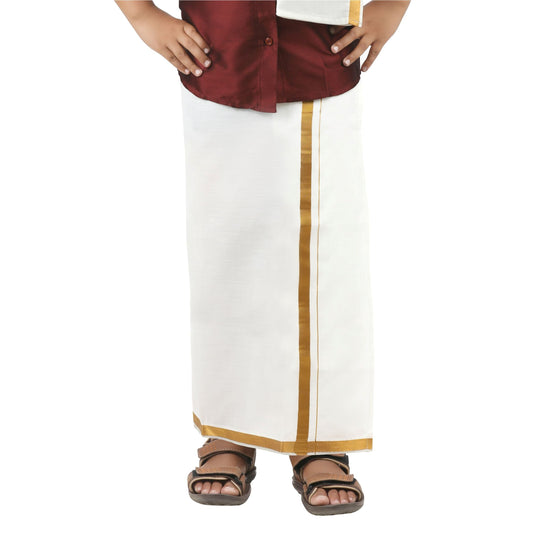 Boys Gold Jari Border Velcro Dhoti