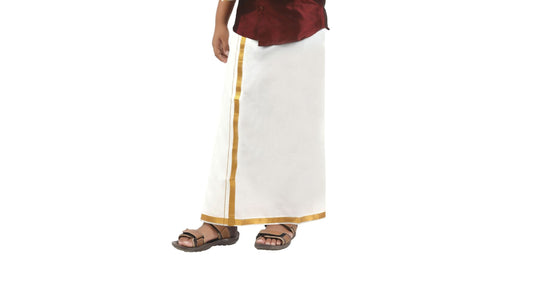 Boys Gold Jari Border Velcro Dhoti