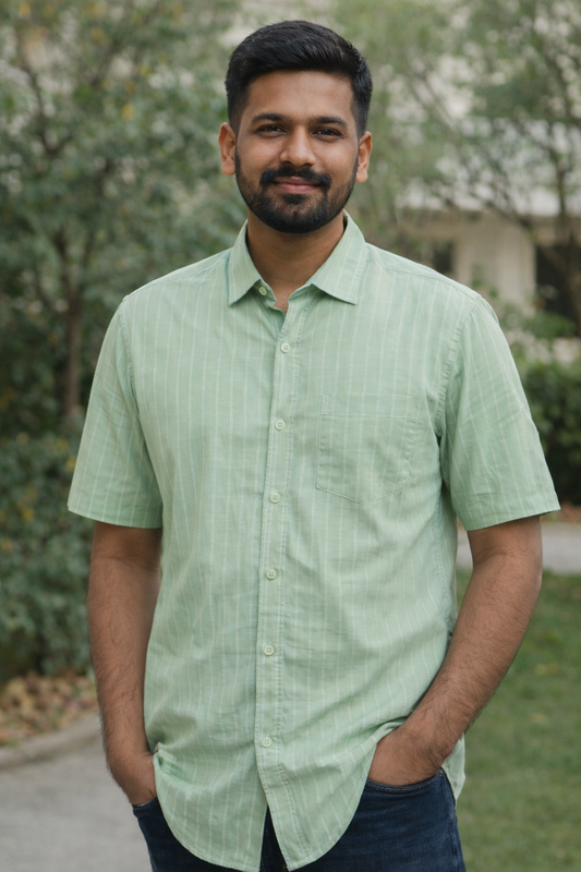 Green Striped Linen Shirt